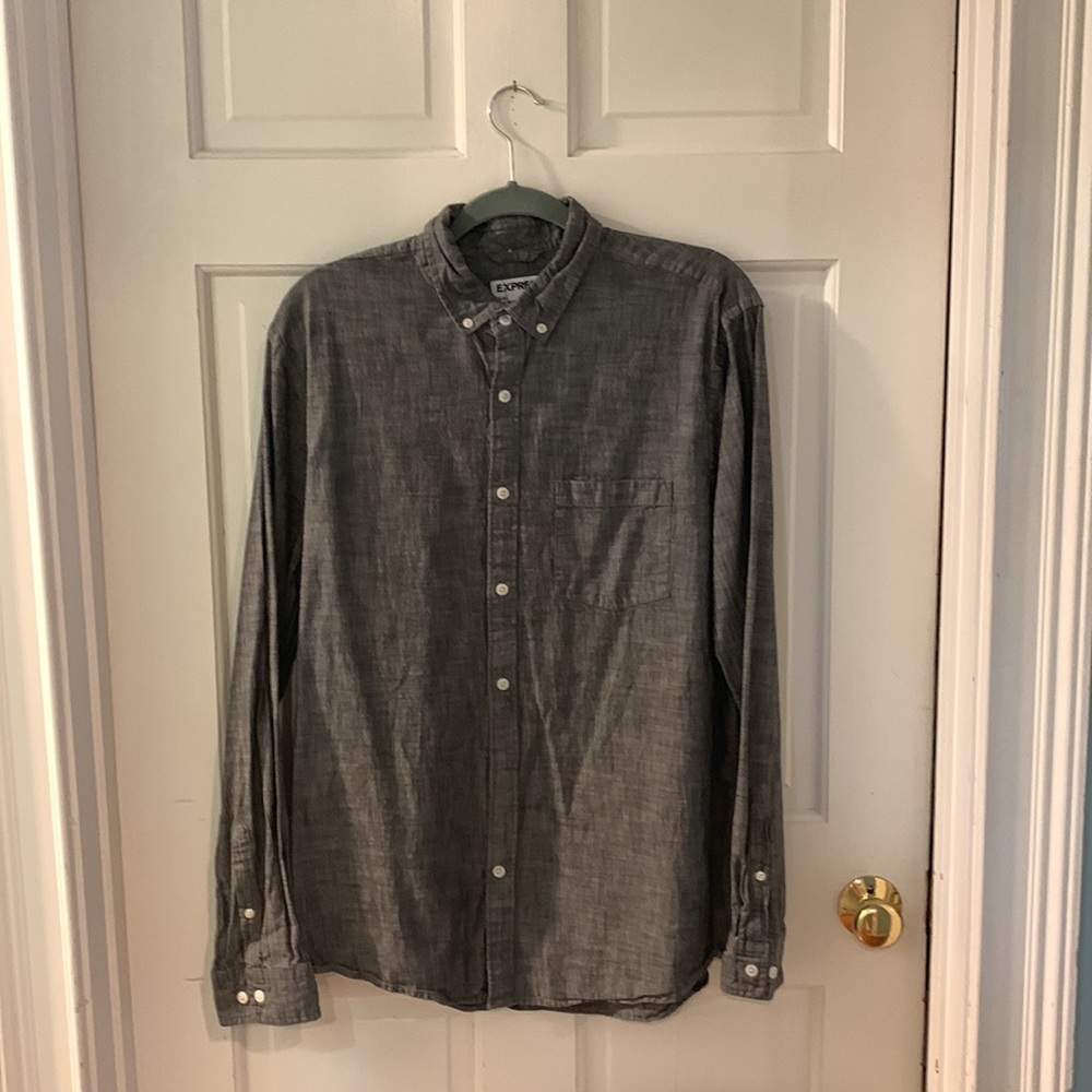 Express Men’s LG. Button down grey shirt